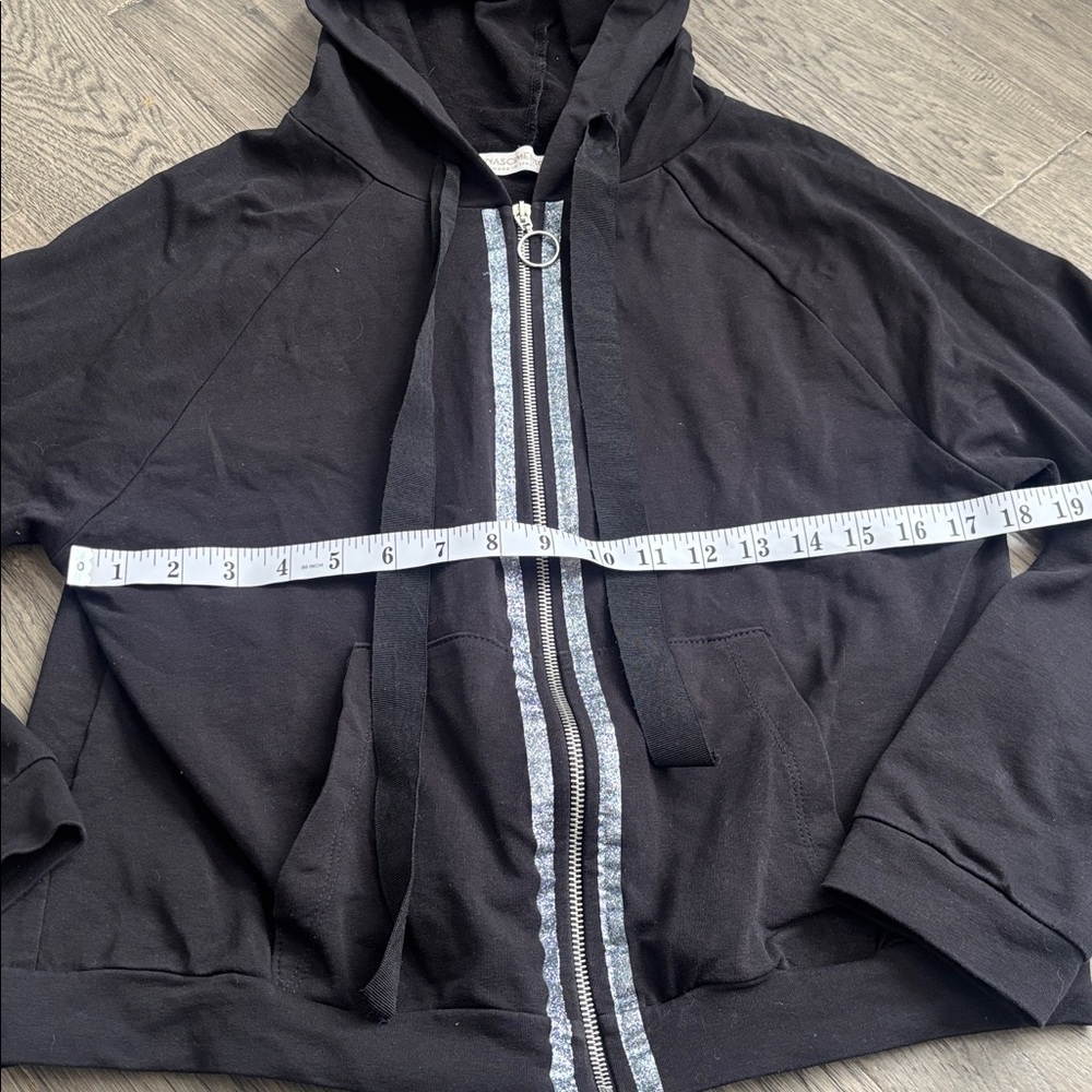 Rinascimento | Black Zip Up Hoodie With Silver Sparkle Accent Size Large - Picture 5 of 9